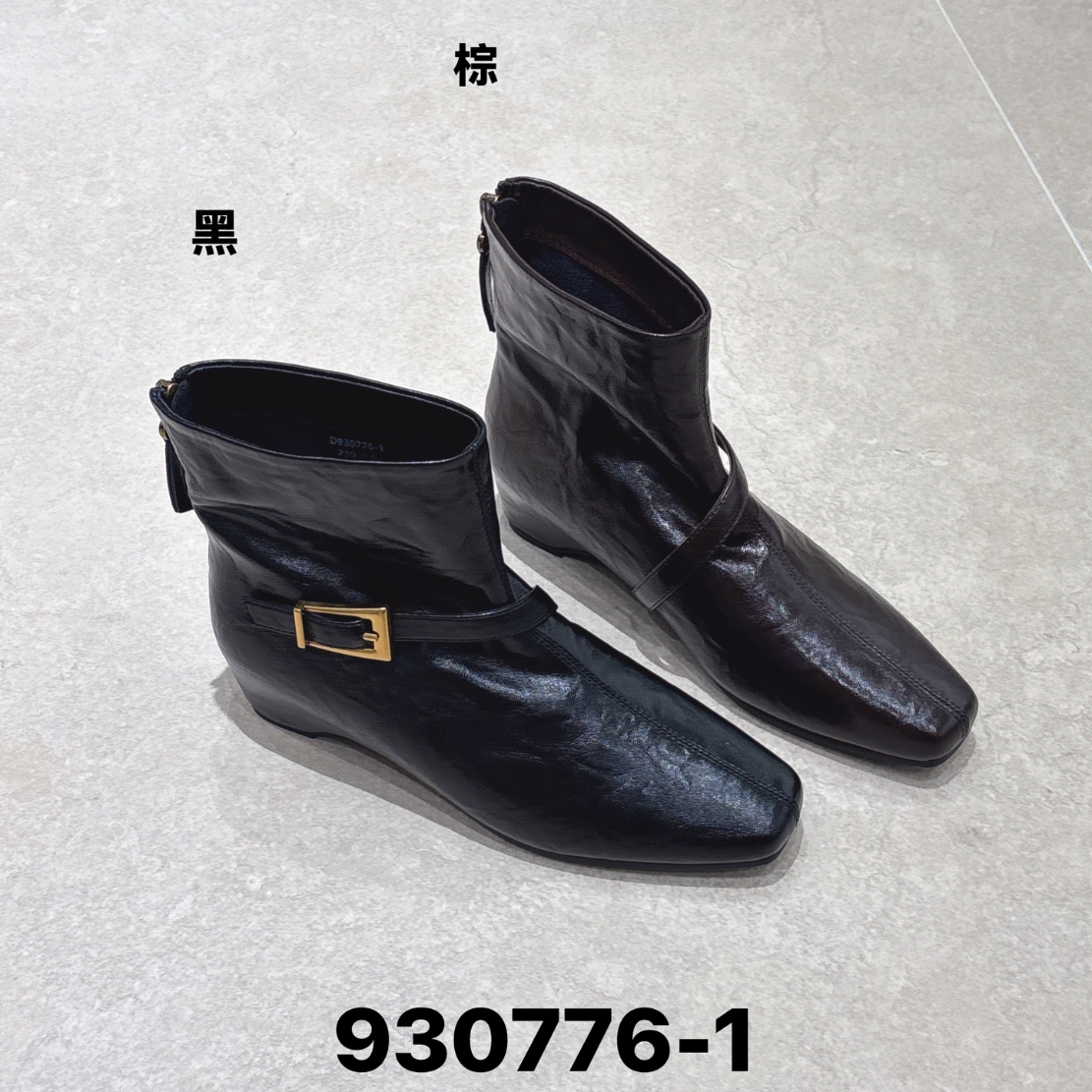 D930776-7/D930776-1 小方头低跟短靴时尚皮带扣女士短筒靴 到手价¥169.90