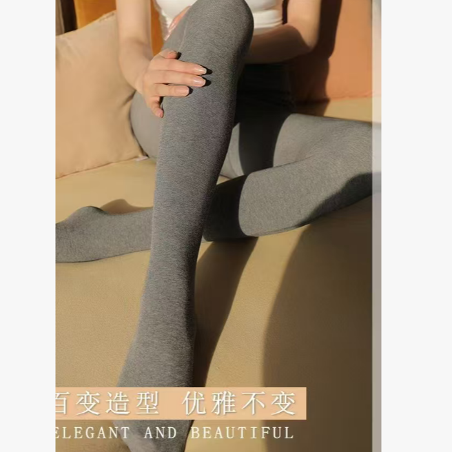 6129上等精梳棉300g单的厚实的不加绒连脚显瘦舒适打底袜 到手价¥39.90