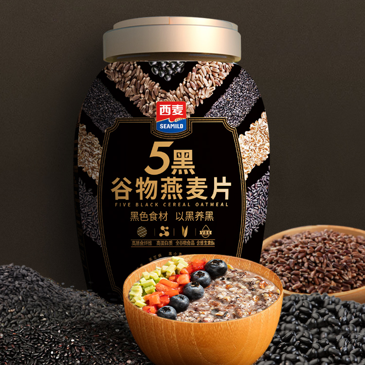 西麦即食纯燕麦5黑燕麦高钙奇亚籽早餐冲饮QY 图片 3