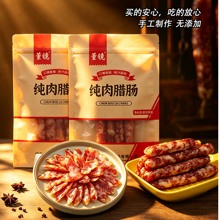 董镜土猪肉水晶肠咸甜口无色素无添加无淀粉 到手价¥19.90