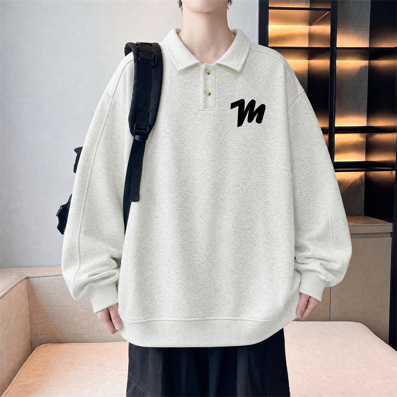 青少年休闲翻领卫衣男款春秋潮款长袖t恤初中高中学生Polo衫上衣 到手价¥66.00