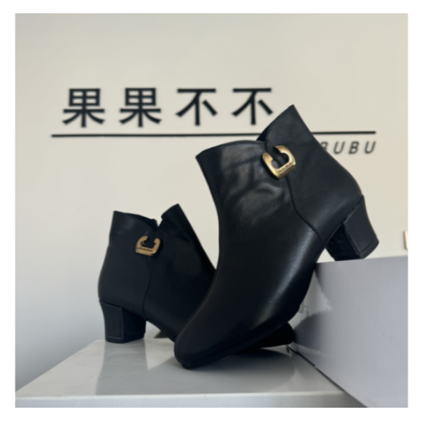 【果不代理专属】k33黑色拉链短靴 到手价¥158.00