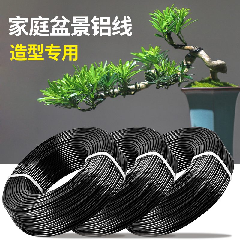 盆景造型专用铝丝铝线蟠扎罗汉松定型园艺花卉植物黑铝条丝线工具 到手价¥4.80