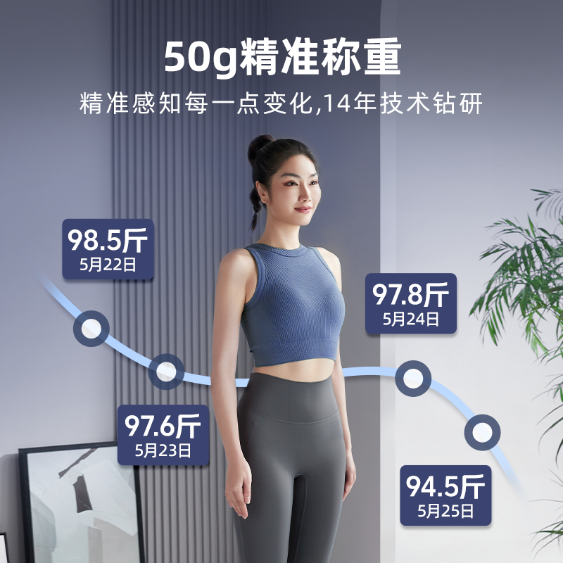 LEFU乐福光能自动充电精准人体秤专业体脂秤家用电子秤高精度秤 图片 4