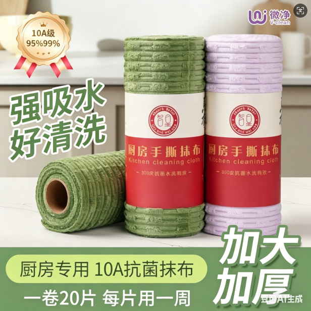 【厨房好物推荐】厨房纸巾不易沾油加厚抹布水洗一次性懒人洗碗巾 到手价¥19.90