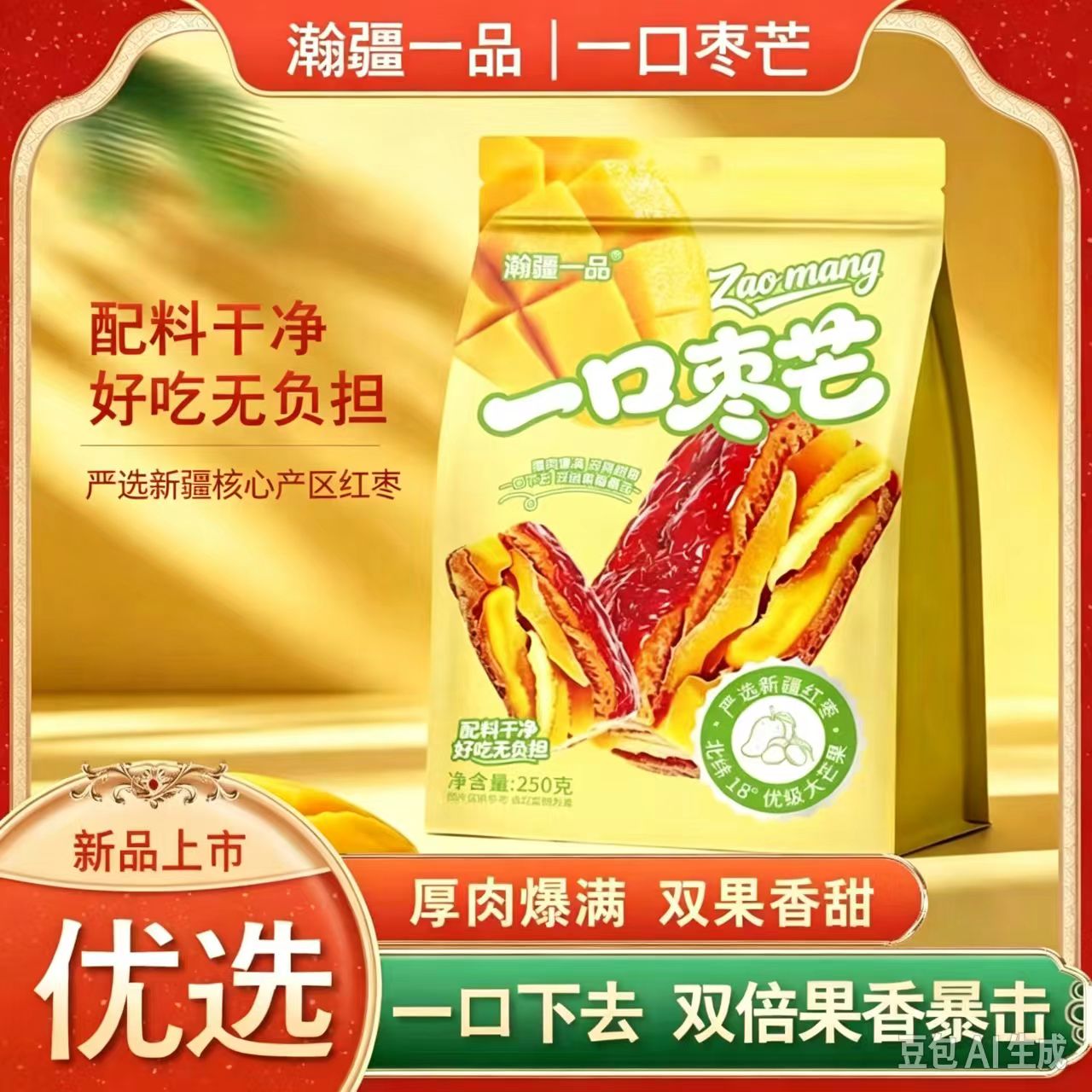 【配料干净】枣夹芒果干双果碰撞果香软糯香甜美味零食专版包装 到手价¥11.90