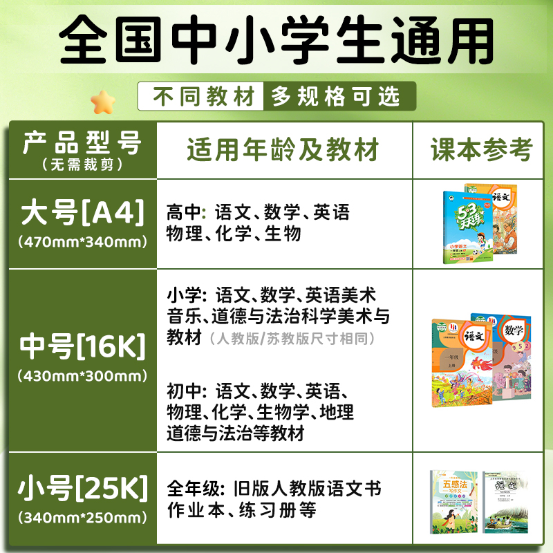 晨光分段式包书膜学生课本保护书套透明磨砂切角包书皮不易起泡 图片 3