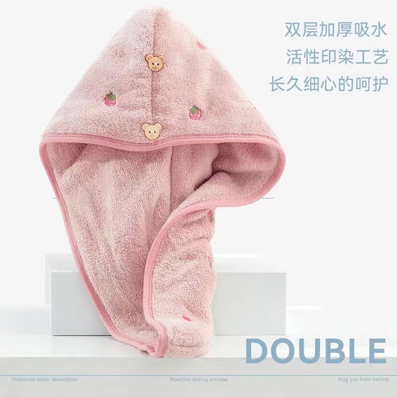 【青睐优选】双层加厚母女款刺绣成人包头巾速干浴帽擦头发神器 图片 4