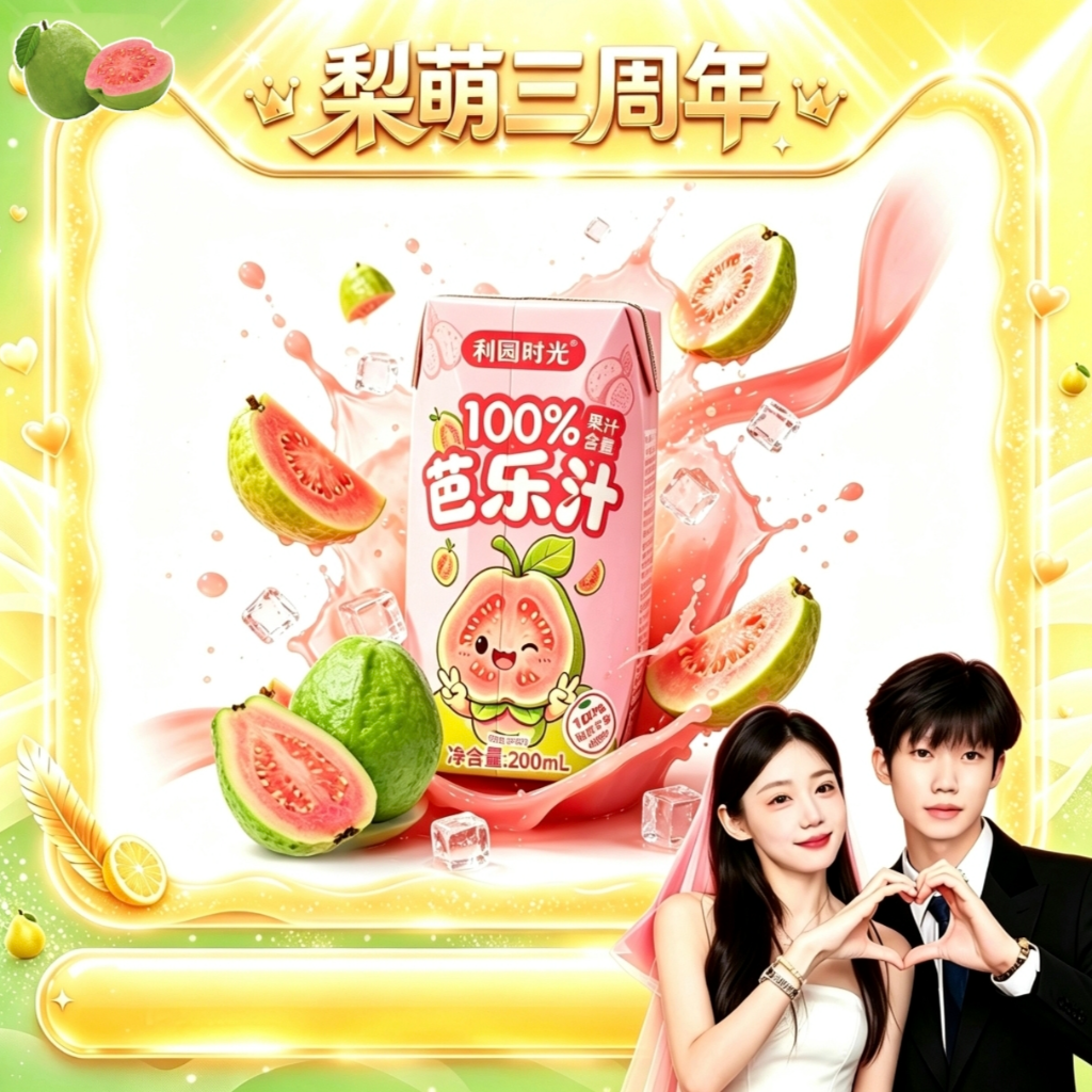 【梨萌三周年】芭乐汁200ml*10盒清甜爽口果香浓郁无负担果味饮品 到手价¥13.90