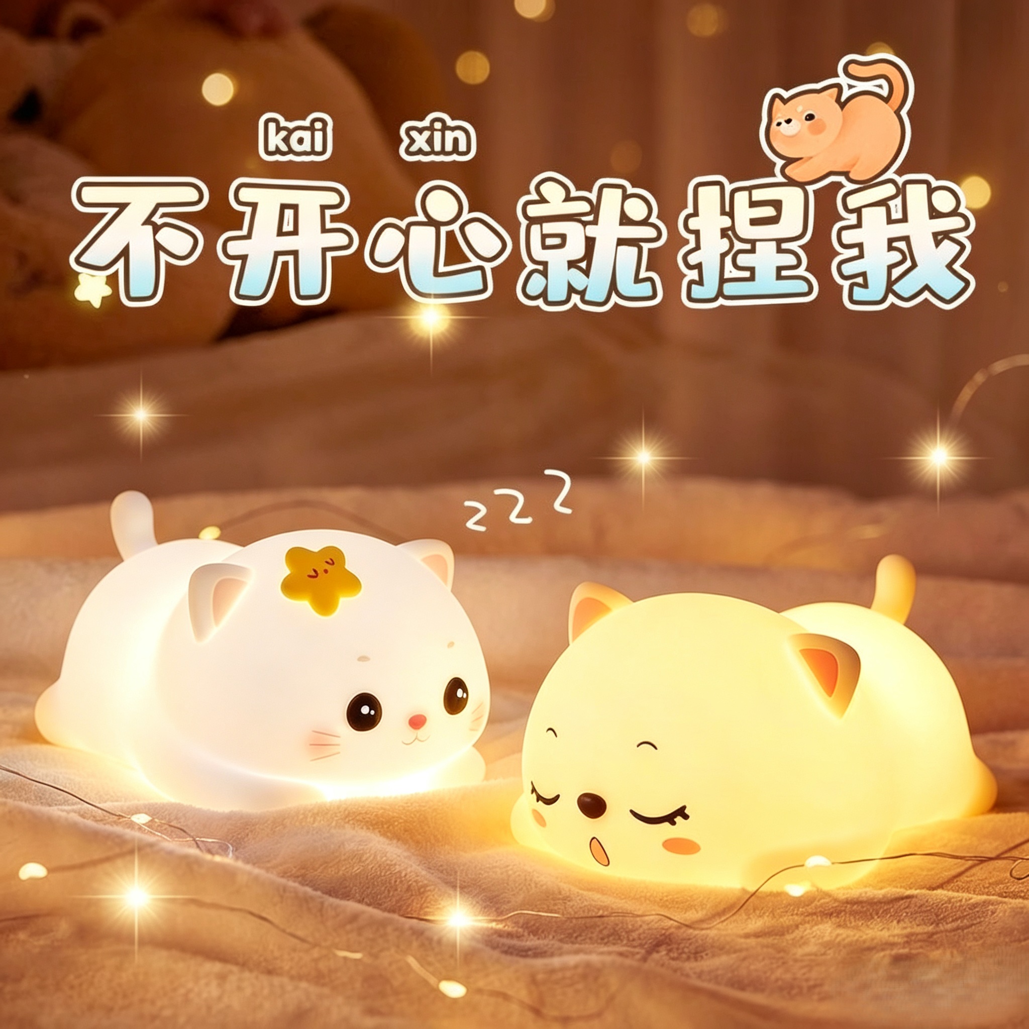 拍拍灯呼噜猫小夜灯睡眠卧室柔光护眼床头生日礼物台灯儿童伴睡 到手价¥28.80