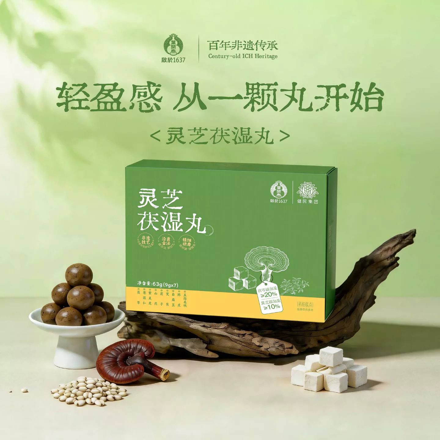 【涵泽爸妈专属】叶开泰灵芝茯湿丸方便携带独立包装 到手价¥99.90