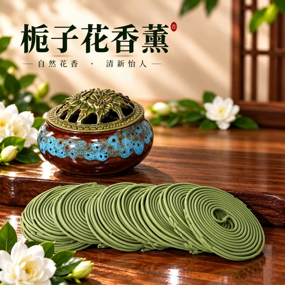100盘【送陶瓷香炉】天然栀子花香薰檀香家用盘香室内持久留香 到手价¥19.90