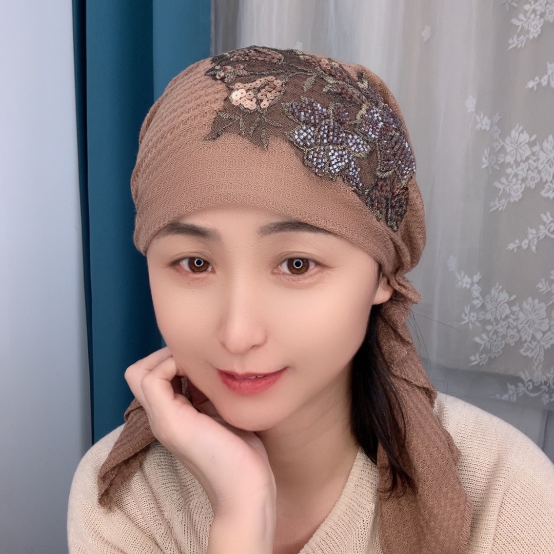 2026网红飘带包头帽透气百搭遮白发气质款女士帽子大头围显脸小 到手价¥19.80
