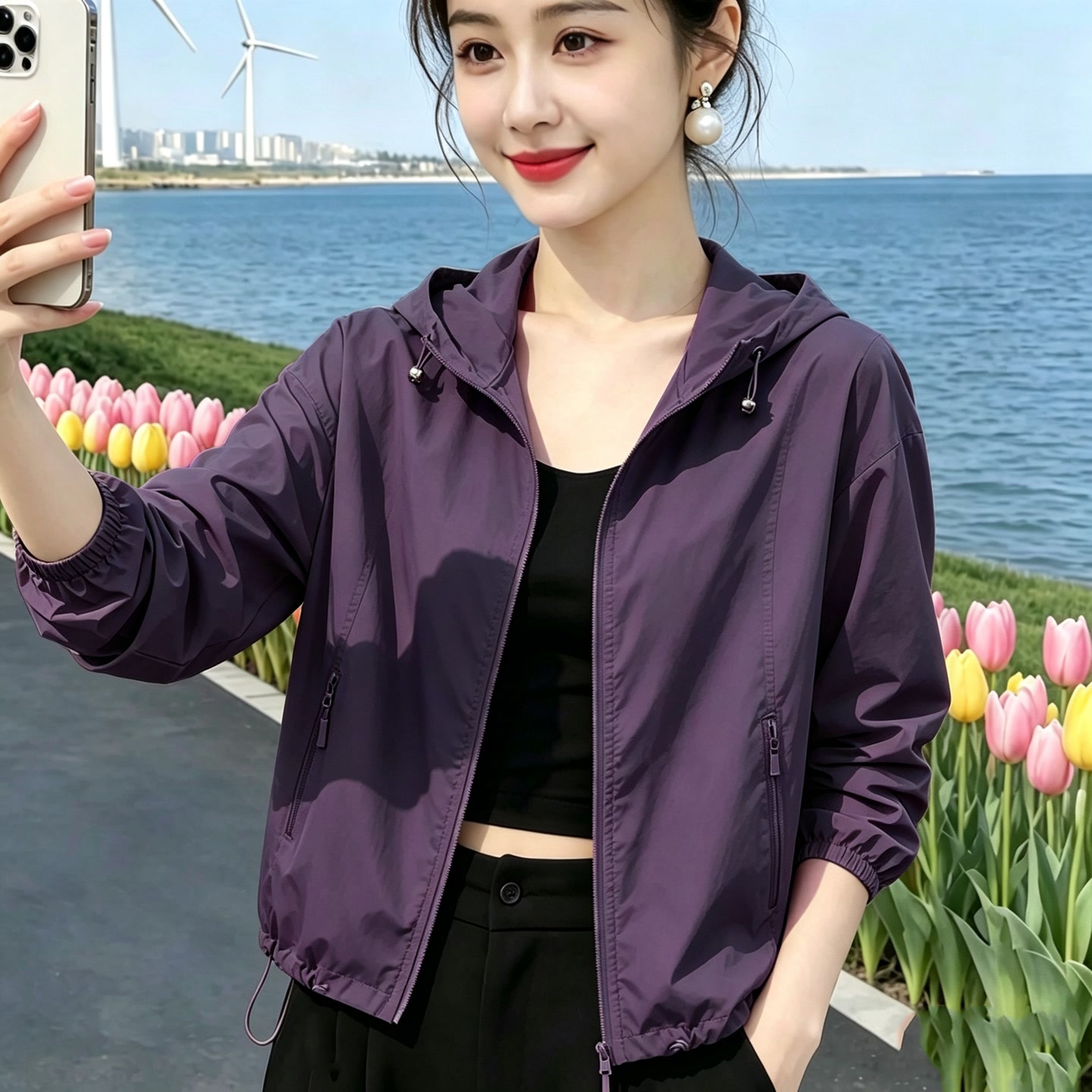 连帽冲锋衣软壳外套女款2026新款户外防风修身夹克运动外套女 到手价¥59.90