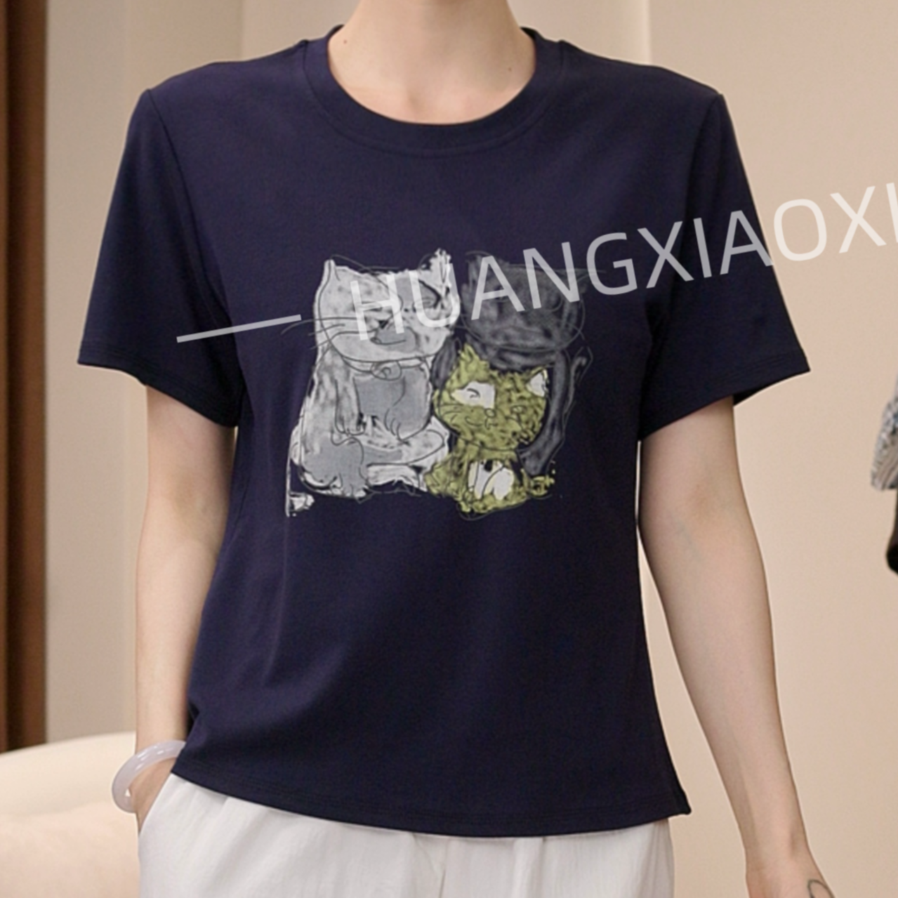 【黄小西】“小猫印花T”软糯舒适~减龄百搭圆领印花短袖！Y0899 到手价¥19.90