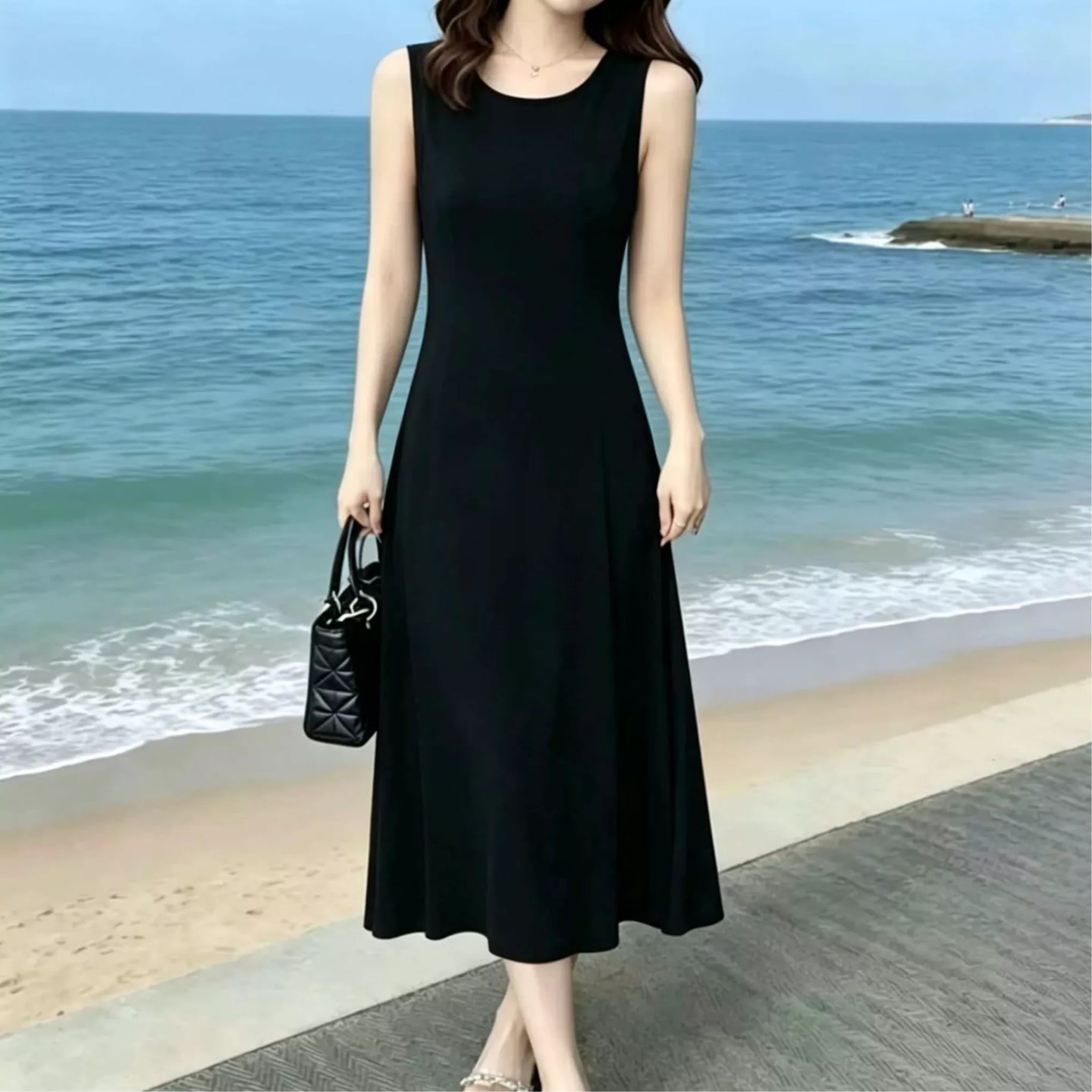 2026夏季新款弹力气质显瘦遮肉洋气时尚吊带背心连衣裙8328 到手价¥39.90