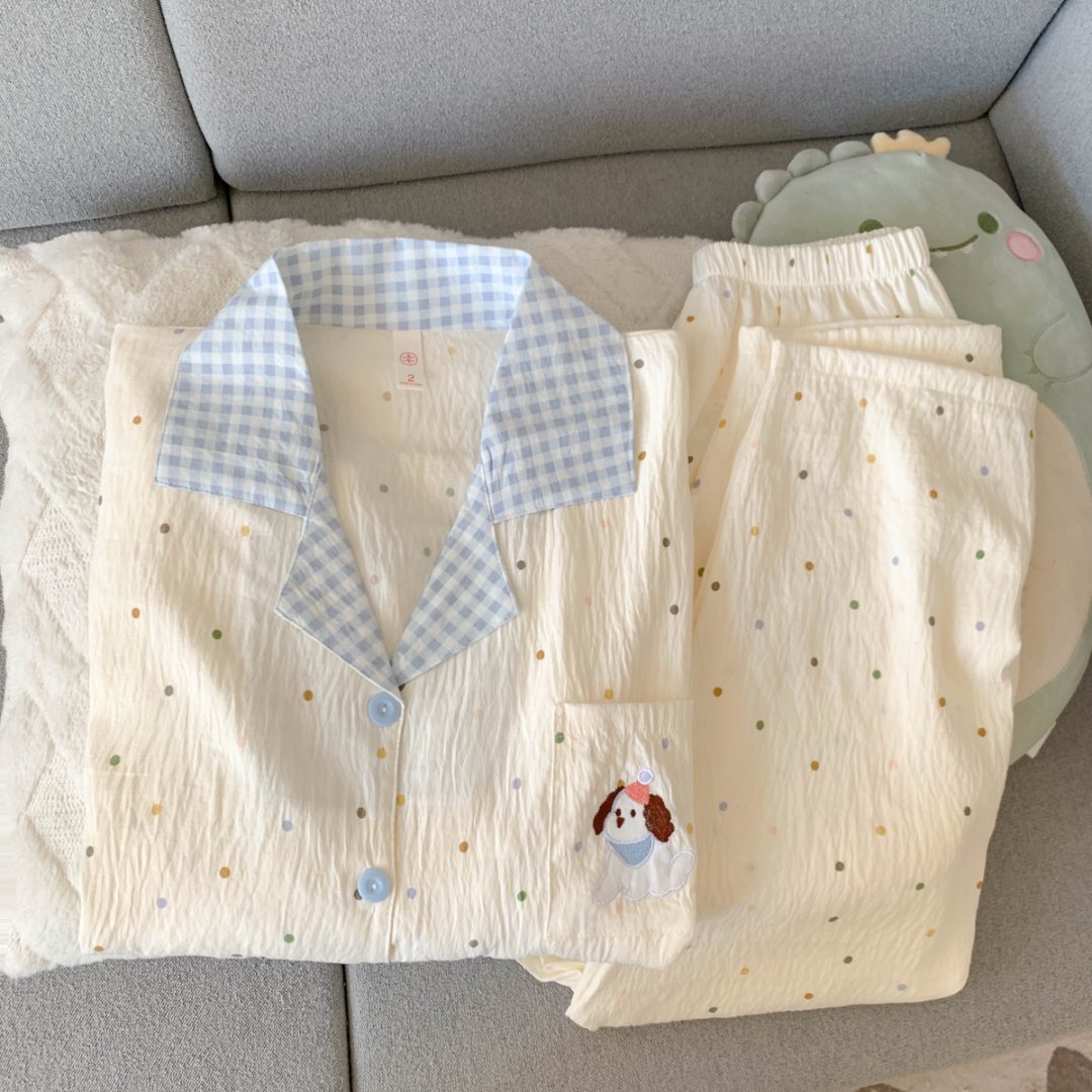（春秋季新款）卡通可爱睡衣女长袖长裤甜美少女小翻领家居服套装 到手价¥18.80