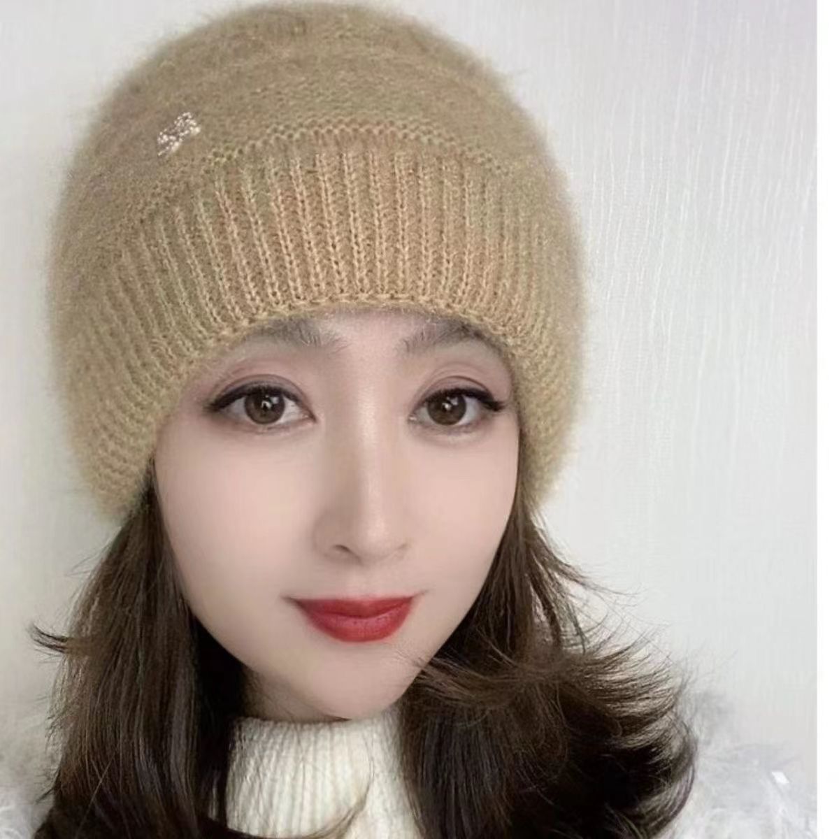 秋冬季松鼠绒双层加厚针织百搭堆堆蓓蕾女士帽子时尚韩版防寒冷帽 到手价¥9.99