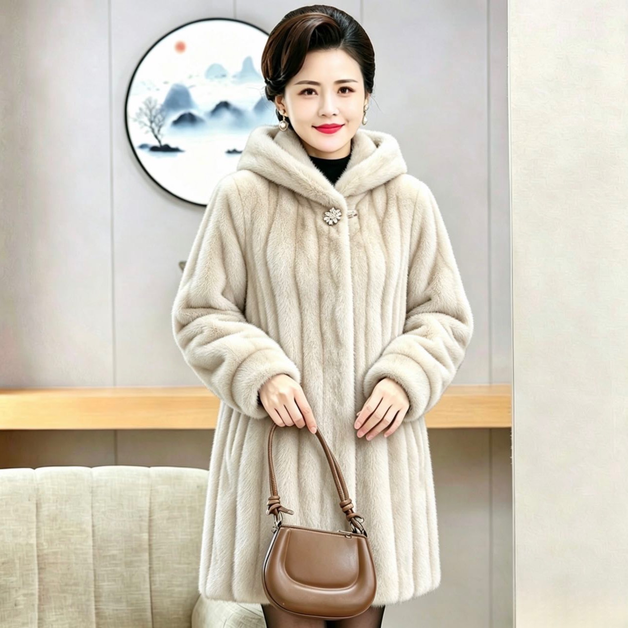 【AS】女士龙猫长款皮草外套 到手价¥189.90