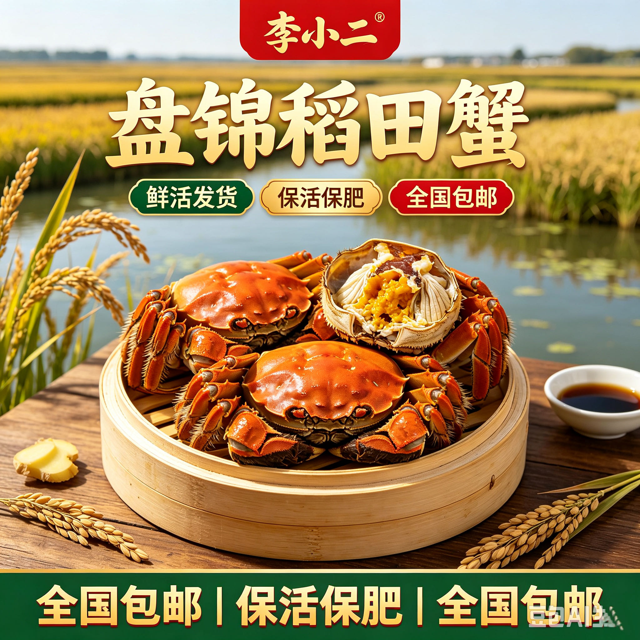 补贴【送10只公蟹】中号盘锦稻田蟹0.9～1.2两母蟹15只/20只 包邮 到手价¥108.00